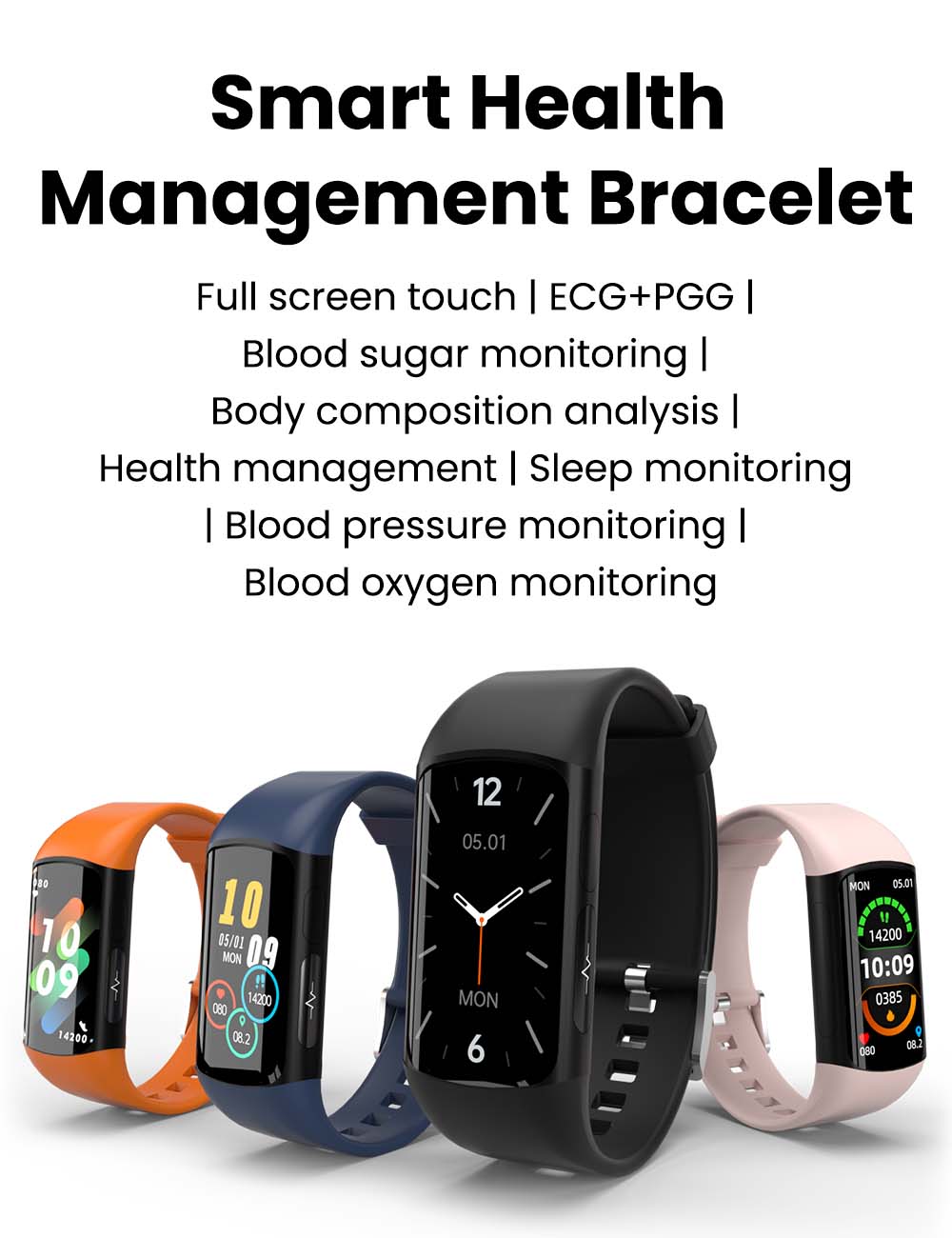 Pulsera de actividad inteligente HealthTrack | Seguimiento de actividad, monitoreo del sueño y notificaciones inteligentes | Resistente al agua IP67