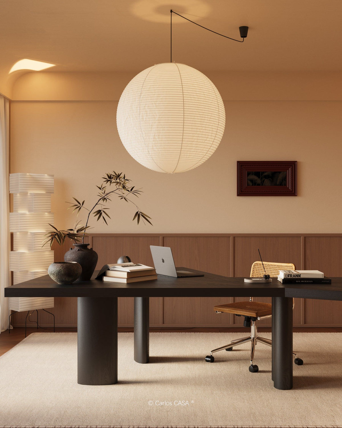 Handmade Paper Globe Drop Light for Kitchen Island & Dining Room – Adjustable Cable, E26 Socket, Soft Ambient Glow – Modern Overhead Fixture