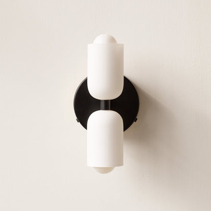 Dual-Beam Acrylic Wall Sconce with Warm Glow and Cream Diffuser for Living Room Hallway Bedroom Entryway