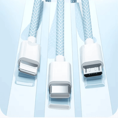 Multi-Device Fast Charging Cable USB-C to Lightning Micro-USB for iPhone Samsung Google Pixel Android Quick Power Adapter Cord 100W Data