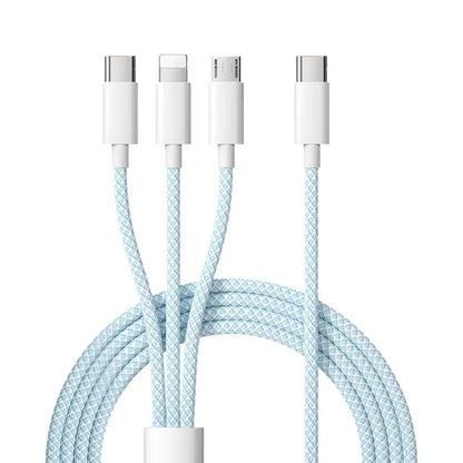 Multi-Device Fast Charging Cable USB-C to Lightning Micro-USB for iPhone Samsung Google Pixel Android Quick Power Adapter Cord 100W Data