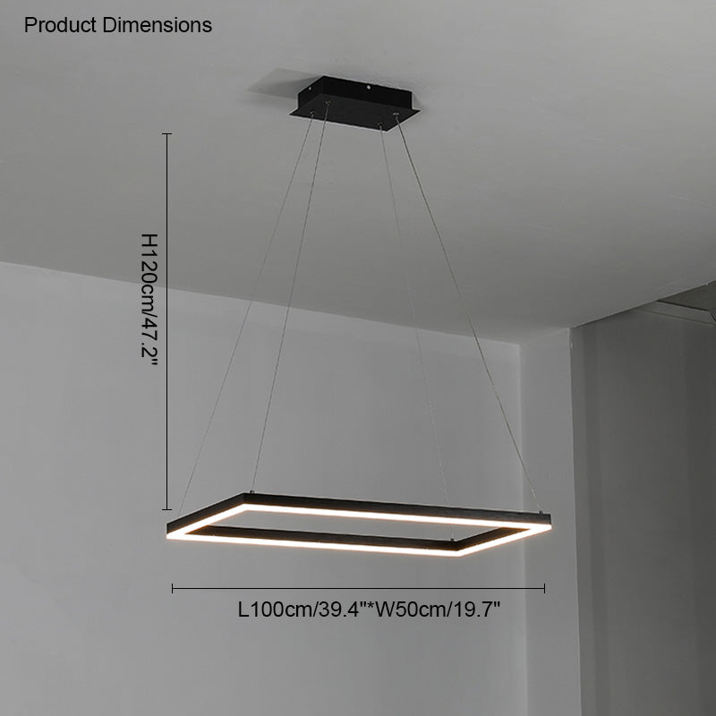Multi-Tier Linear Suspension Fixture with Integrated LED, Adjustable Cable, Matte Black Metal Frame for Dining & Living Spaces