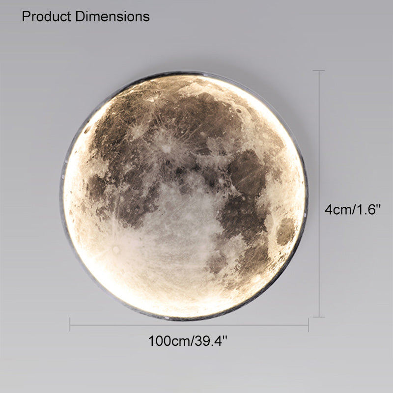 LED Moon Wall Sconce Dimmable Remote Control Light 9.4 Inch Diameter PVC Fixture for Bedroom Living Room Hallway Accent Lighting Three Color