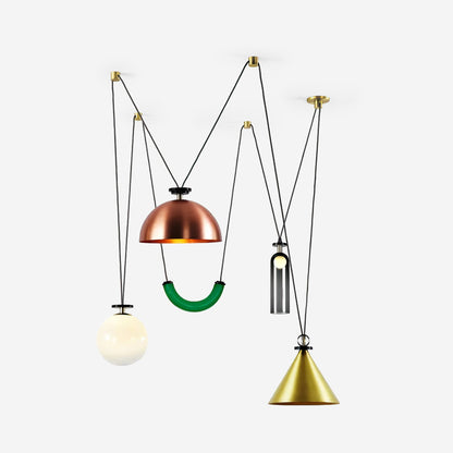 Modular Sculptural Ceiling Light with Adjustable Sections & Custom Finish Options for Dining Room Kitchen Living Room