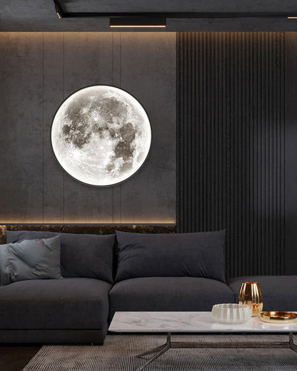 LED Moon Wall Sconce Dimmable Remote Control Light 9.4 Inch Diameter PVC Fixture for Bedroom Living Room Hallway Accent Lighting Three Color