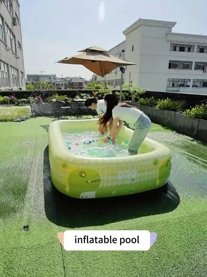 Inflatable Kiddie Pool with Dinosaur Theme for Backyard Water Play – Durable PVC Construction Family-Size Wading Pool