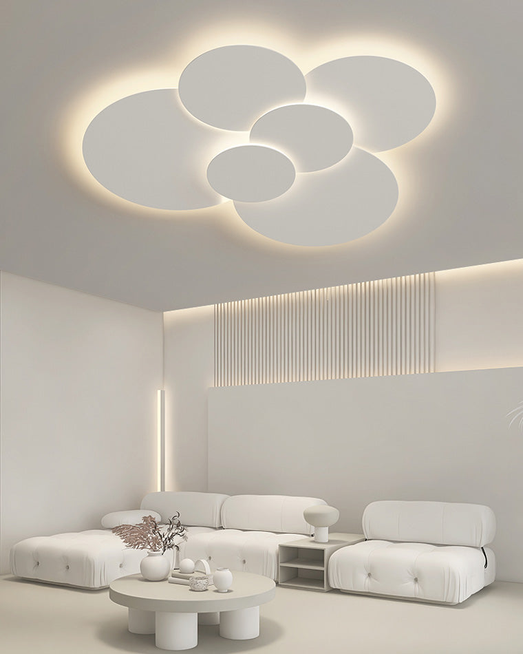 Lámpara de techo LED empotrable 31.5×28 pulg. regulable con control remoto, diseño de disco moderno de acrílico blanco para dormitorio, sala de estar y baño 1