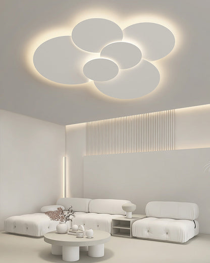 Lámpara de techo LED empotrable 31.5×28 pulg. regulable con control remoto, diseño de disco moderno de acrílico blanco para dormitorio, sala de estar y baño 1
