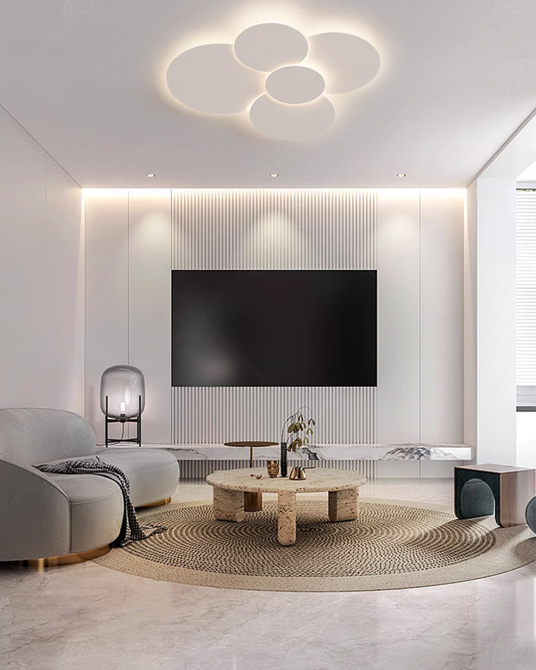 Lámpara de techo LED empotrable 31.5×28 pulg. regulable con control remoto, diseño de disco moderno de acrílico blanco para dormitorio, sala de estar y baño 1