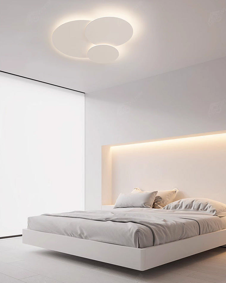 Lámpara de techo LED empotrable 31.5×28 pulg. regulable con control remoto, diseño de disco moderno de acrílico blanco para dormitorio, sala de estar y baño 1