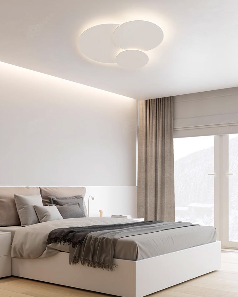 Lámpara de techo LED empotrable 31.5×28 pulg. regulable con control remoto, diseño de disco moderno de acrílico blanco para dormitorio, sala de estar y baño 1