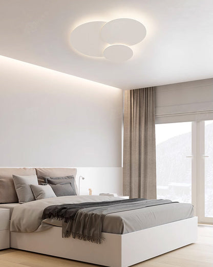 Lámpara de techo LED empotrable 31.5×28 pulg. regulable con control remoto, diseño de disco moderno de acrílico blanco para dormitorio, sala de estar y baño 1