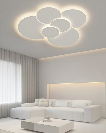 Lámpara de techo LED empotrable 31.5×28 pulg. regulable con control remoto, diseño de disco moderno de acrílico blanco para dormitorio, sala de estar y baño 1