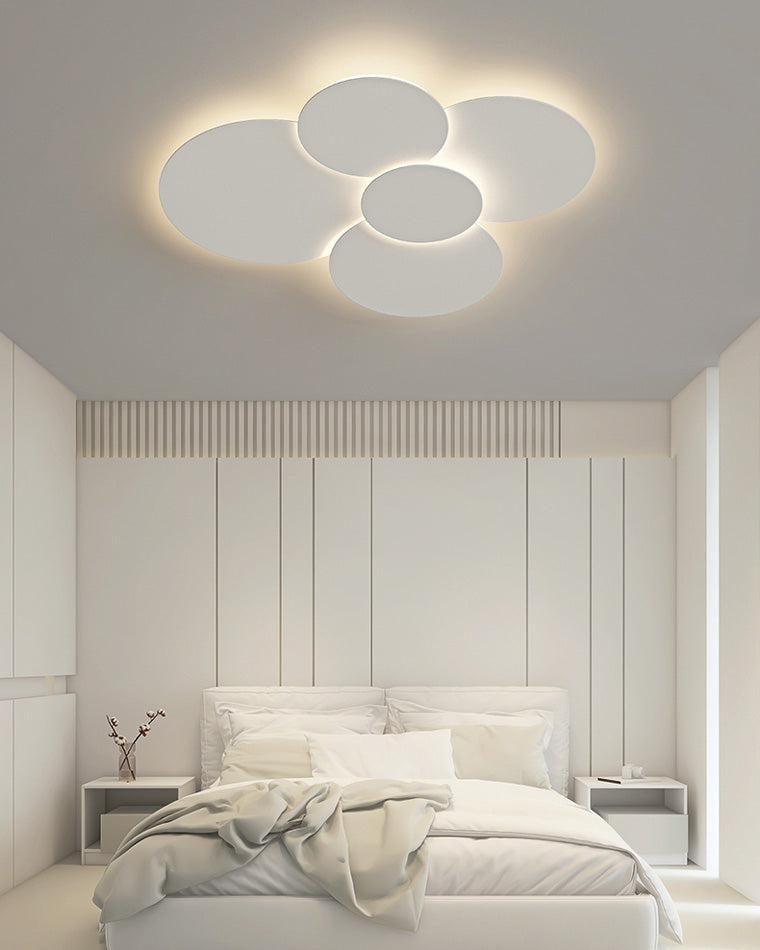 Lámpara de techo LED empotrable 31.5×28 pulg. regulable con control remoto, diseño de disco moderno de acrílico blanco para dormitorio, sala de estar y baño 1