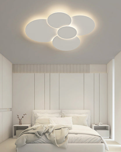 Lámpara de techo LED empotrable 31.5×28 pulg. regulable con control remoto, diseño de disco moderno de acrílico blanco para dormitorio, sala de estar y baño 1