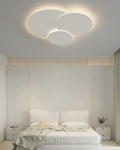Lámpara de techo LED empotrable 31.5×28 pulg. regulable con control remoto, diseño de disco moderno de acrílico blanco para dormitorio, sala de estar y baño 1