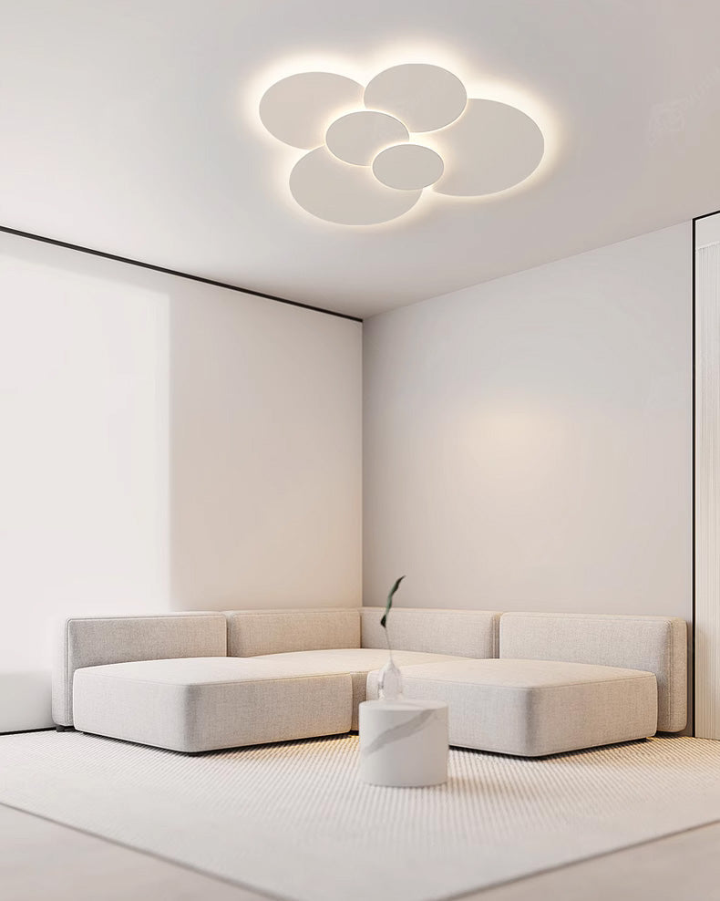 Lámpara de techo LED empotrable 31.5×28 pulg. regulable con control remoto, diseño de disco moderno de acrílico blanco para dormitorio, sala de estar y baño 1