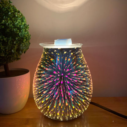 Ultrasonic Aroma Diffuser with 3D Firework Glass Design & LED Nightlight for Bedroom, Office, Nursery