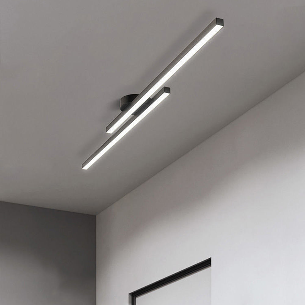 Flush Mount LED Overhead Light | Black Aluminum Linear Low-Profile Fixture for Bedrooms, Entryways & Compact Spaces | Modern Minimalist Desi