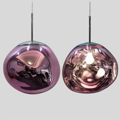 Reflective Globe Hanging Light Fixture Adjustable Height E27 Socket for Kitchens Dining Rooms | Modern Orb Ceiling Lamp Chrome Gold Glass