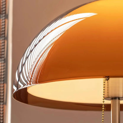 Tall Arched Standing Lamp with Translucent Dome Shade 63 Inches for Living Space Reading Corner Retro Mid-Century Accent Lighting Walnut Woo
