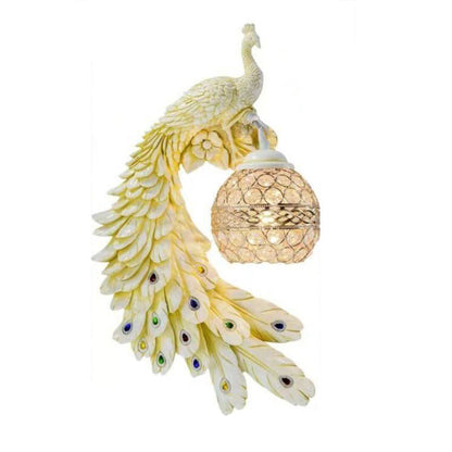 Sculptural Sconce with Crystal Globe Shade 12 in x 18 in Hand-Painted Fixture for Bedroom Hallway Living Room Hardwired Installation Multico
