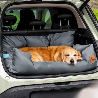 Dog Car Seat Cover for Back Seat – Padded Travel Hammock for Medium & Large Dogs with Safety Tethers & Storage Pockets