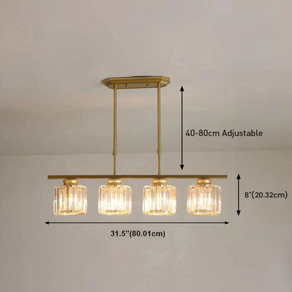 Hanging Fixture with Clear Glass Globes – 3 or 4 Bulb Multi-Head Suspension – Height Adjustable 14-28 in – Black or Gold Metal Frame for Kit