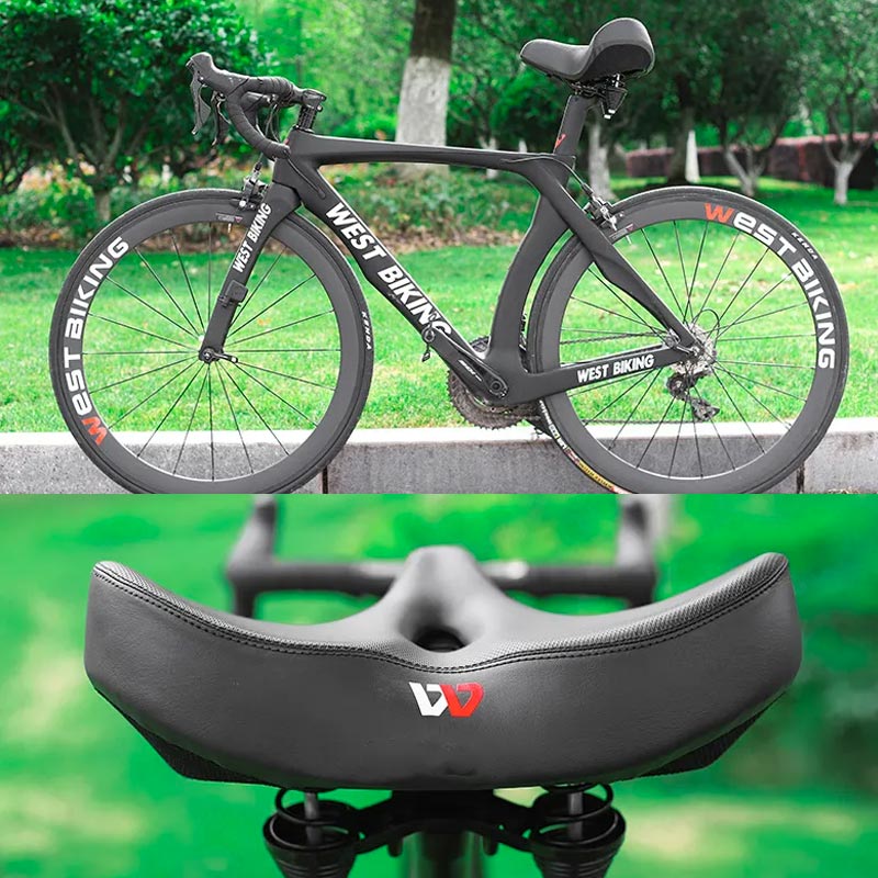 Wide Padded Bike Seat with Ergonomic Cutout Design for Comfort on Long Rides | Perfect for Cruiser, Mountain & Road Bicycles