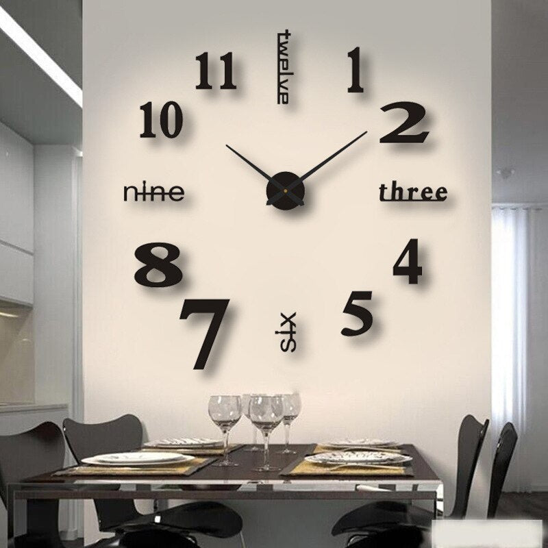 Oversized Decorative Timepiece with Dimensional Numbers for Entryway Kitchen Bedroom 16-Inch Round Silent Quartz Movement Battery-Operated C