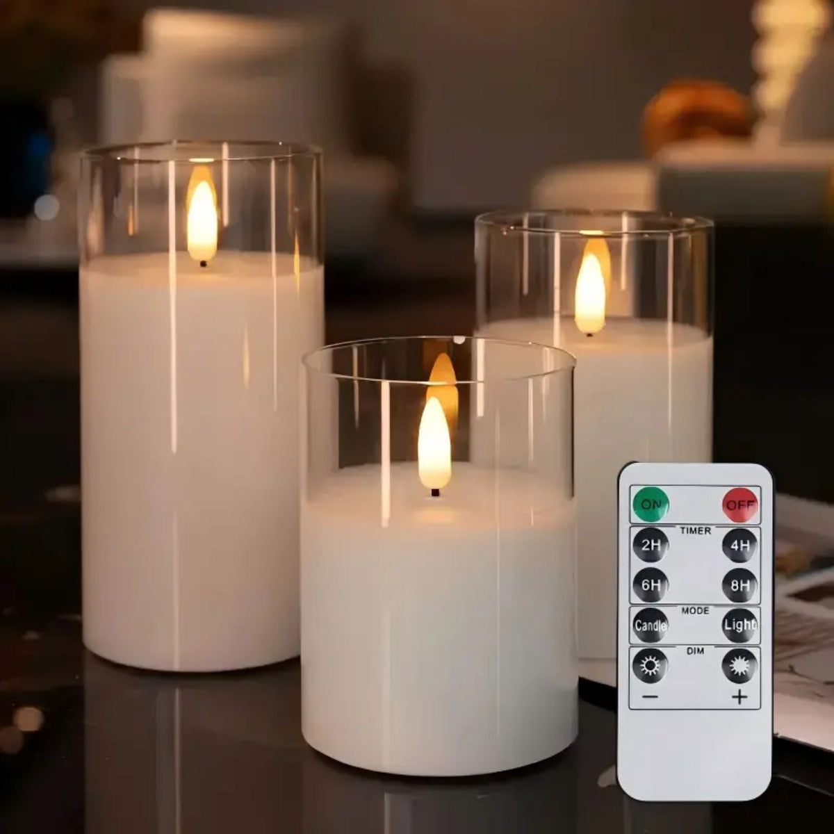 Remote-Controlled Flameless LED Candles with Smoke Glass Housing for Living Rooms, Bedrooms & Dining Spaces