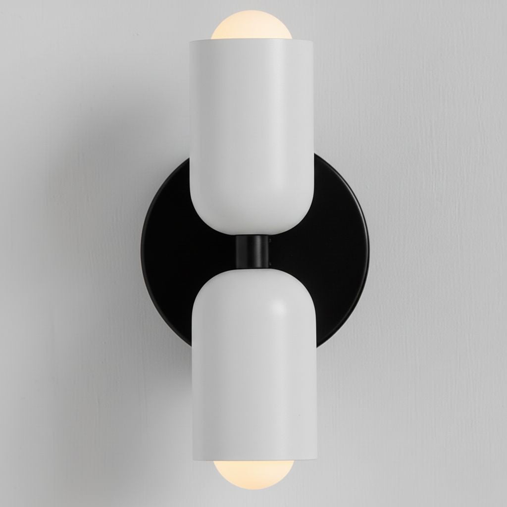 Two-Tone Glass Wall Sconce with Dual Light Uplight Downlight for Bedroom Living Room Hallway Modern Minimalist Home Accent Lighting