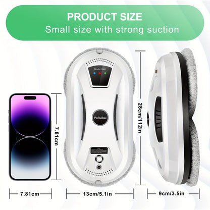 Robotic Window Cleaner with Remote Control for Streak-Free Glass – Automatic Suction Cleaner for Windows, Mirrors & Doors