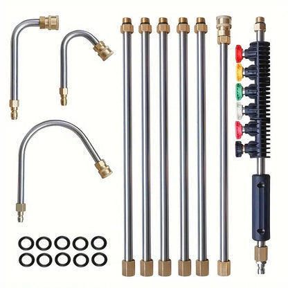 Extendable Pressure Washer Wand Kit 4000 PSI with Angled Nozzle for Gutters Siding Second Story Home Exterior