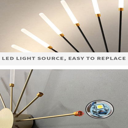 Starburst Dimmable LED Ceiling Light Flush Mount Black Gold Metal Acrylic Indoor Modern Fixture for Bedroom Living Room Dining Room