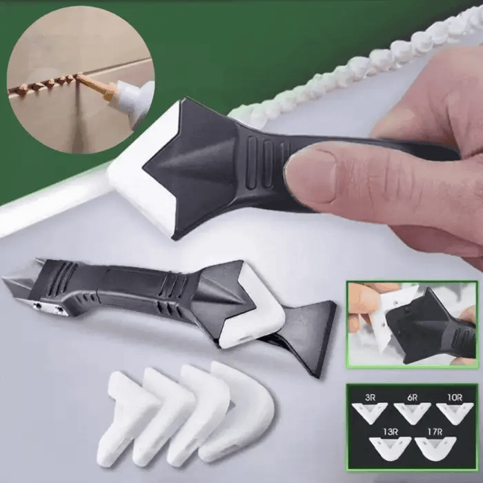 Multi-Purpose Caulk Finishing Tool Kit for Bathroom Kitchen Tile Grout Sealing Projects Silicone Smoothing Removal Edger