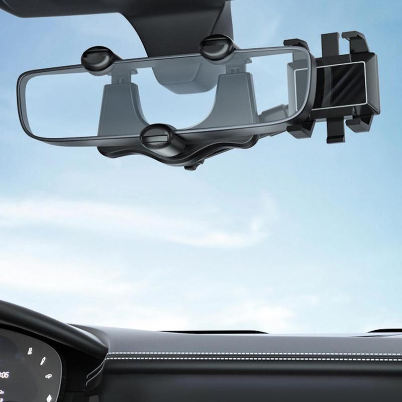 Cell Phone Mount for Car Mirror Clip-On Holder with 360° Swivel Adjustment for Hands-Free GPS Navigation & Driving Safety