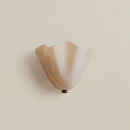 Shell-Inspired Glass Sconce 11 Inch Wide Vintage Iron Bedside Fixture Warm Ambient Hallway Lighting E14 Base Brown Green Beige Tinted Shade