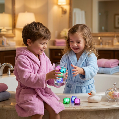 Light-Up Bath Cubes for Kids 6-Pack Waterproof LED Floating Toys Sensory Play Color-Changing Glow Cubes for Toddlers Bathtub Fun