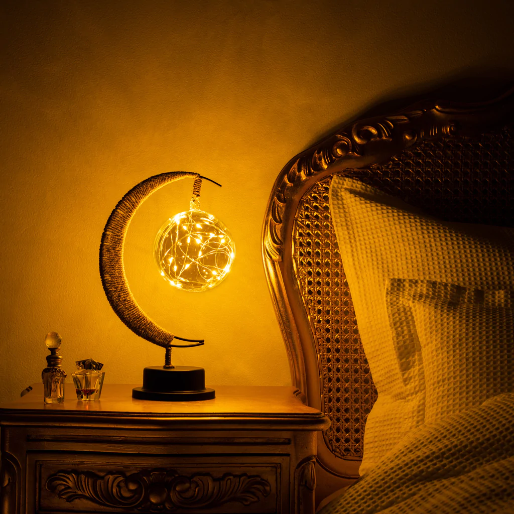 LED Moon Lamp Battery Operated 11 Inch Decorative Night Light for Bedrooms Desks Nightstands Portable Cordless Lunar Glow Accent Lighting