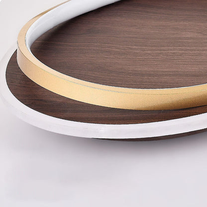 Scandinavian Wood Accent LED Ceiling Light Flush Mount Indoor • Modern Minimalist Design for Bedroom Living Room • Integrated High Lumen