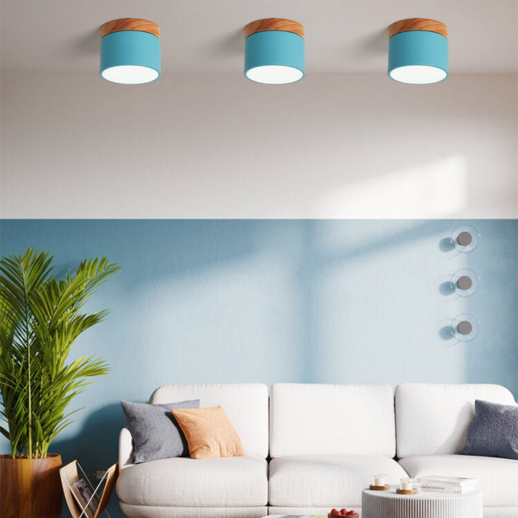 Round Compact LED Ceiling Light with Tri-Color Temperature Switch for Hallways, Bedrooms & Living Rooms | Modern Nordic Style Flush Mount