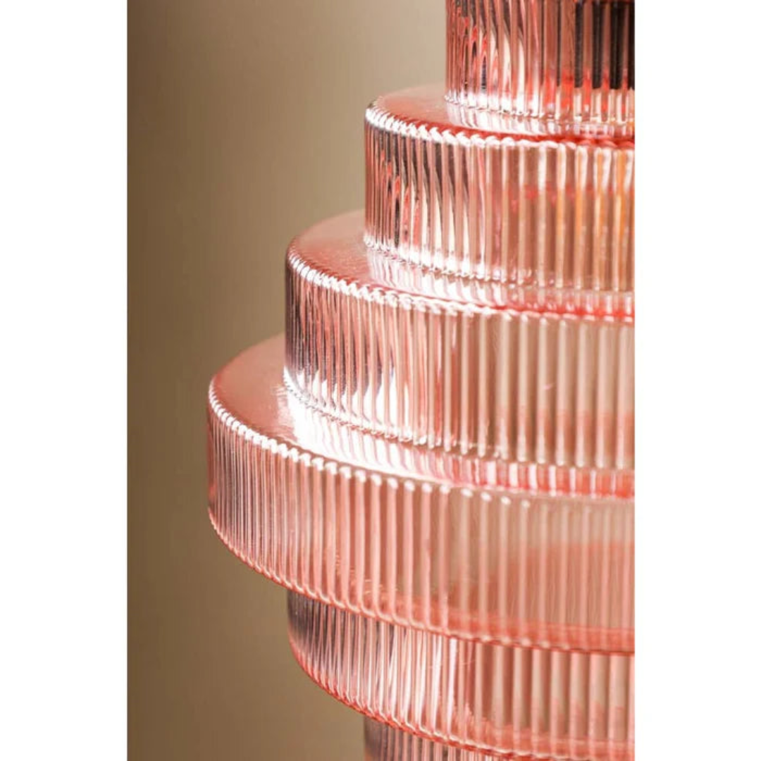 Tiered Glass Shade Ceiling Drop Light with Metallic Trim for Kitchen Islands & Eating Areas
