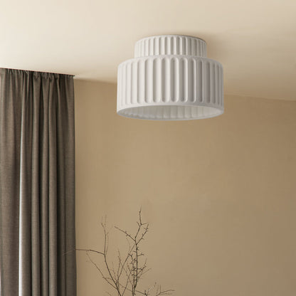 Lámpara de techo de resina de montaje empotrado, casquillo E27, pantalla texturizada, color blanco, para cocina, dormitorio, pasillo, perfil bajo, diseño escandinavo minimalista moderno