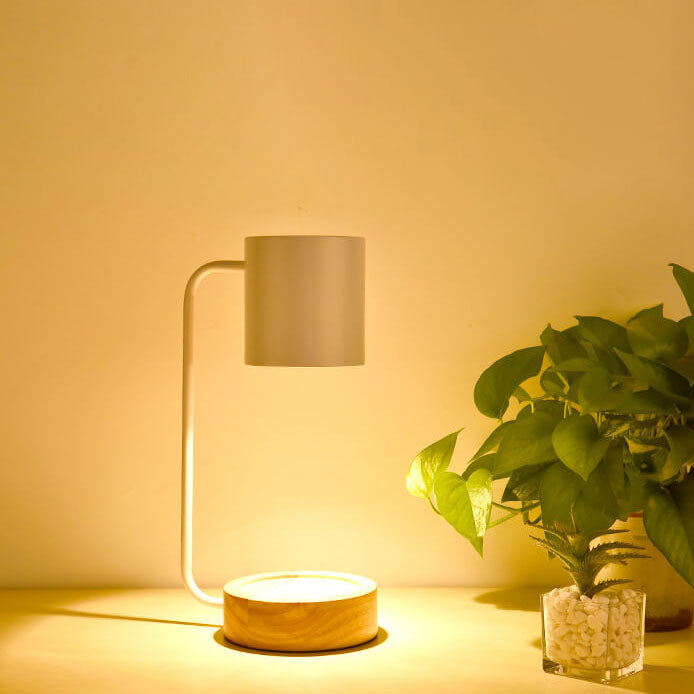 Modern Wood & Metal Desk Lamp with Adjustable Brightness for Bedroom & Home Office