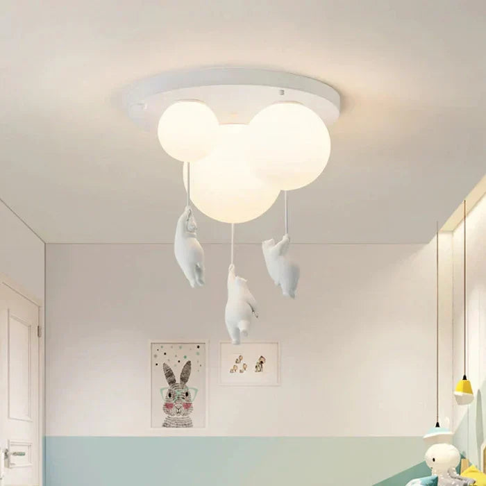 Kids Ceiling Light Nursery Bear Balloon Pendant LED Lamp Bedroom Playroom Decor Warm White Glow Animal Theme Hanging Fixture