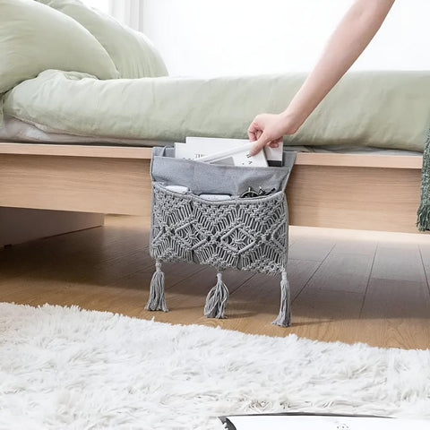 Brenna Bed Side Caddy - Handmade Canvas, Stylish Organizer