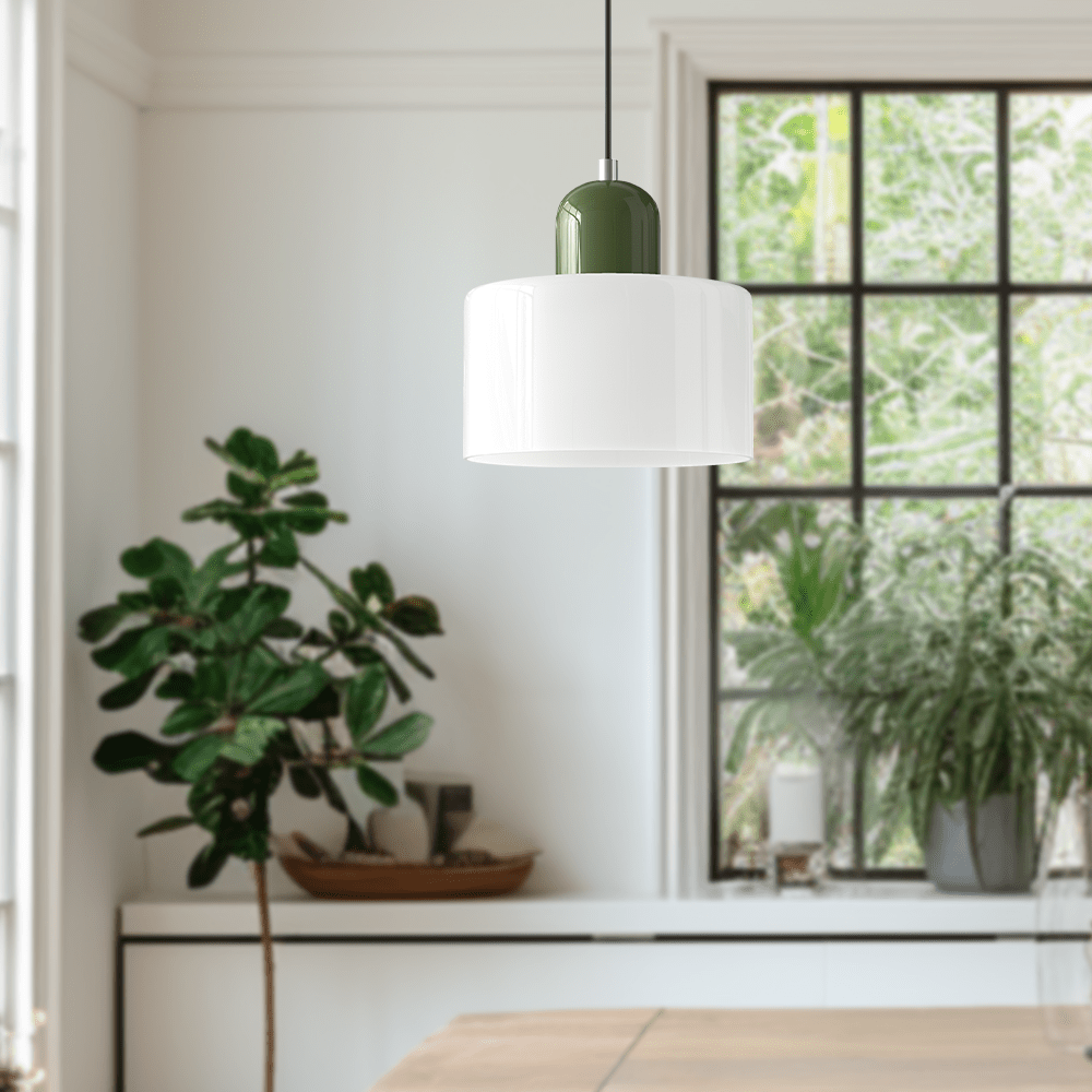 Handwoven Glass Pendant Light Bauhaus Style Indoor Hanging Lamp Adjustable Cable for Dining Room Kitchen Home Office