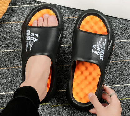 Cushioned Arch Support Slide Sandals for Women & Men with Textured Footbed Relief for Plantar Fasciitis Indoor Outdoor Open Toe Adjustable