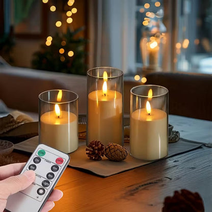 Remote-Controlled Flameless LED Candles with Smoke Glass Housing for Living Rooms, Bedrooms & Dining Spaces